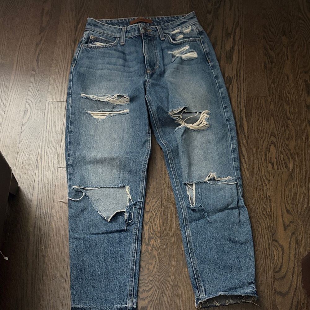 Joe's Jeans Distressed Light Blue Straight Jeans